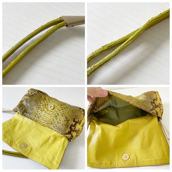 ❤️SOLD❤️Bottega Veneta yellow snakeskin leather vintage shoulder bag - Picture 7 of 13